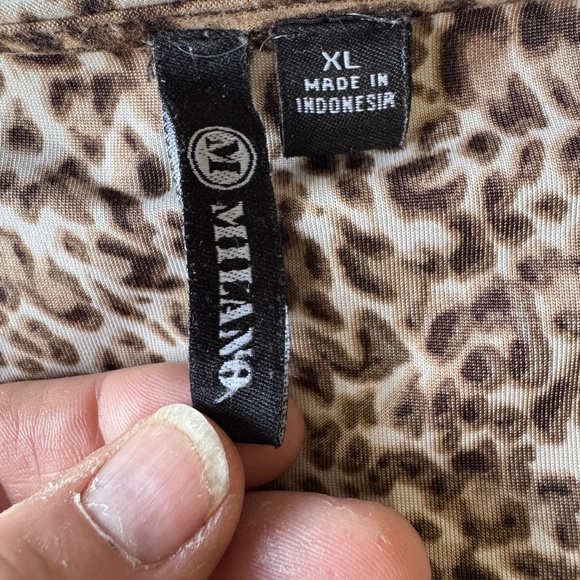 Milano Women's Long Sleeve Pullover Leopard Print‎ Ruched Blouse X-Large Stretch - Picture 7 of 14